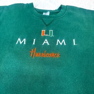 M.J. Soffe Vintage Green Univerity of Miami Hurricanes Sweathshirt Mens Size 4XT